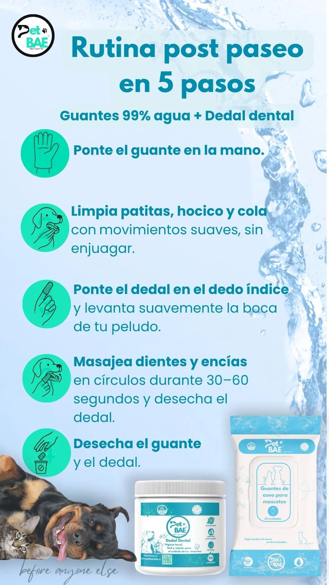 Pack Paseos 2+1 — 2 Guantes+ 1 Barril Dental Guantes | Pet BAE