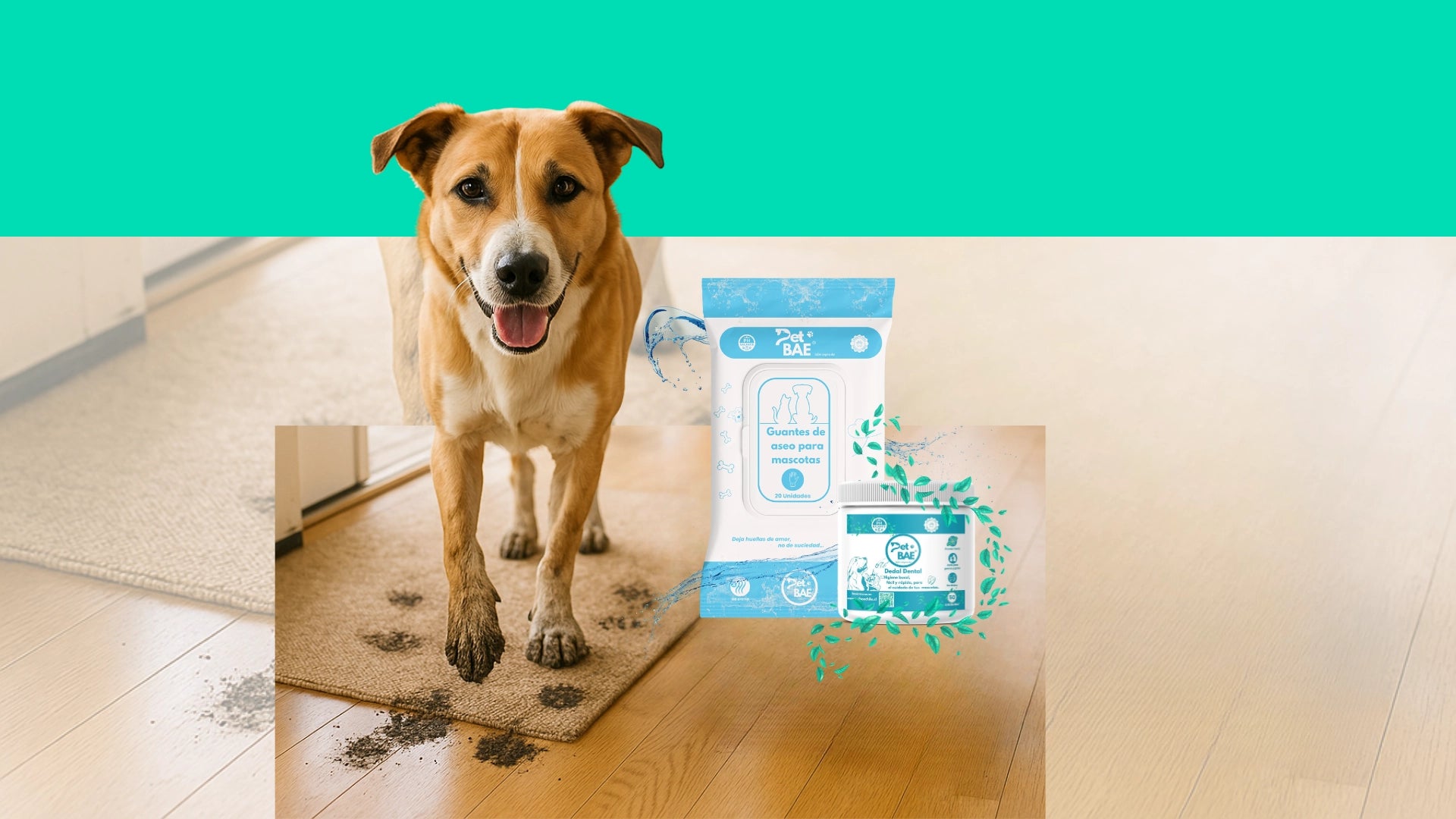 Banner principal Pet Bae Chile, articulos de limpiaeza e higiene de mascotas pet glove wipes dental wipe