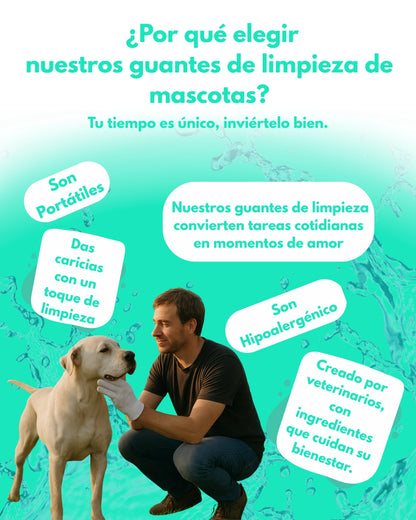 Uso de guantes Pet BAE para limpiar patas de perro