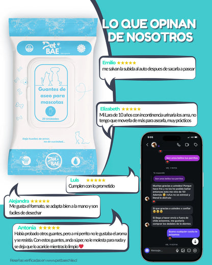 Guantes húmedos desechables para perros y gatos