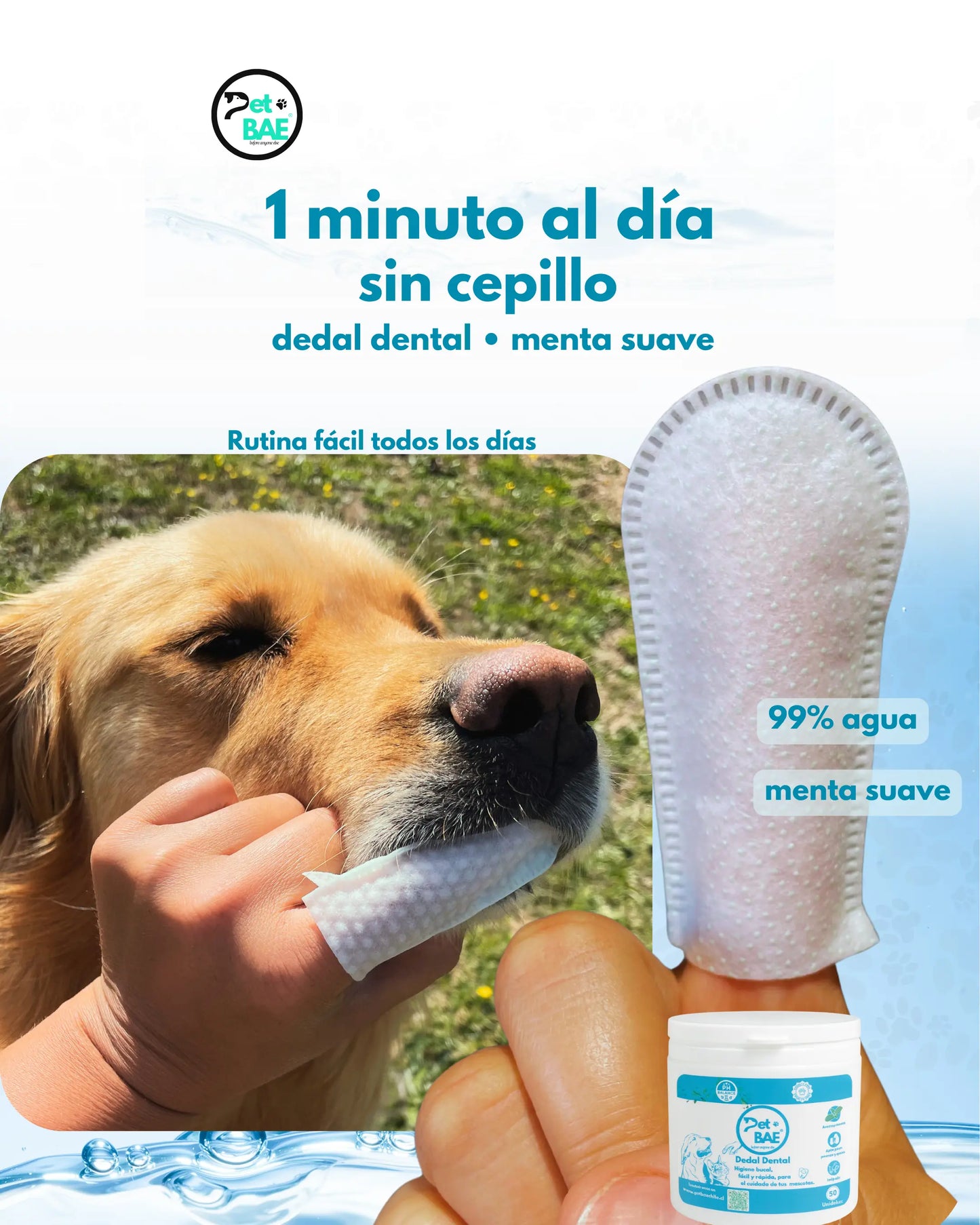 Dedales dentales para perros y gatos 99% agua